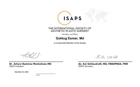 ISAPS Üyelik Belgesi – Op. Dr. Göktuğ Esmer